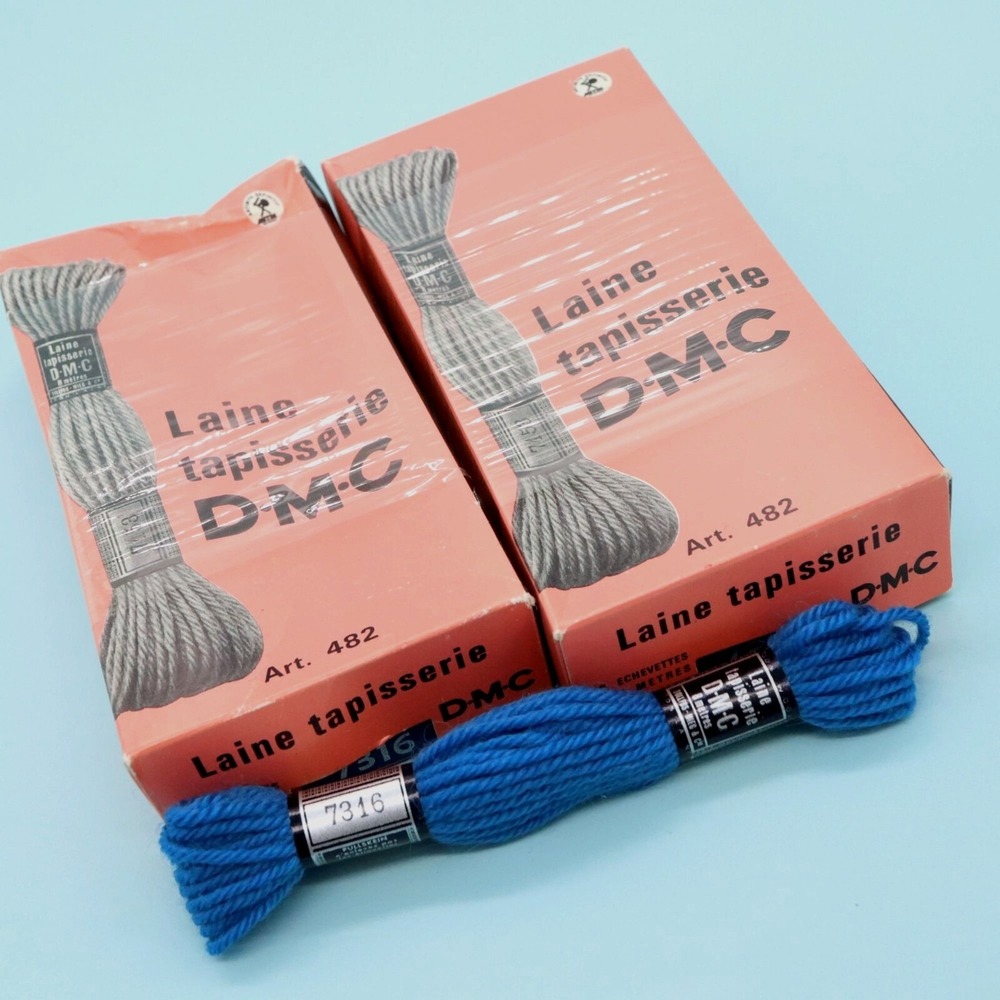 NOS 22 Skeins 7316 Dark Wedgewood Blue Laine DMC Tapestry & Crewel Wool Yarn